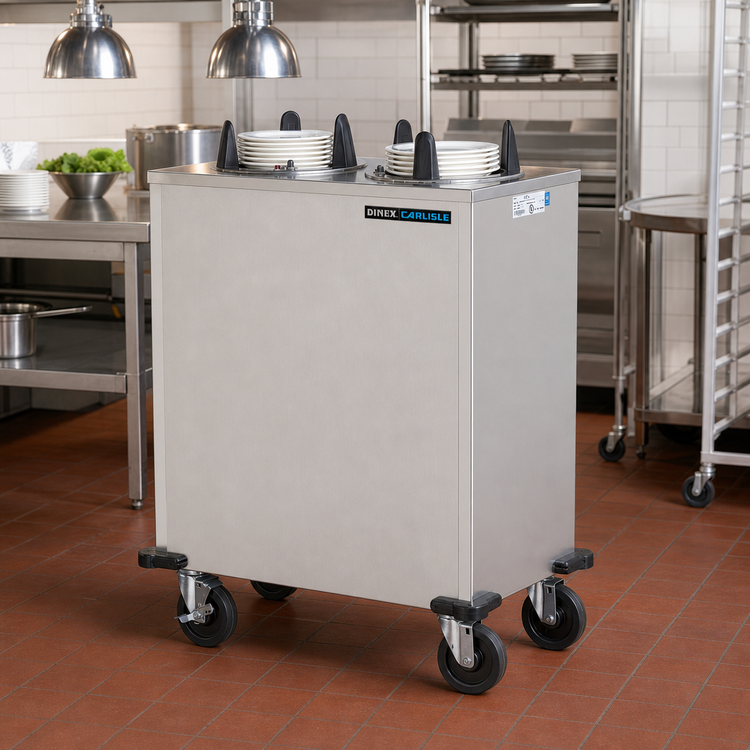 Product image #2 for Dinex Mobile Enclosed Unheated 3-Silo Plate Dispenser for 9-1/8-Inch Round Plates