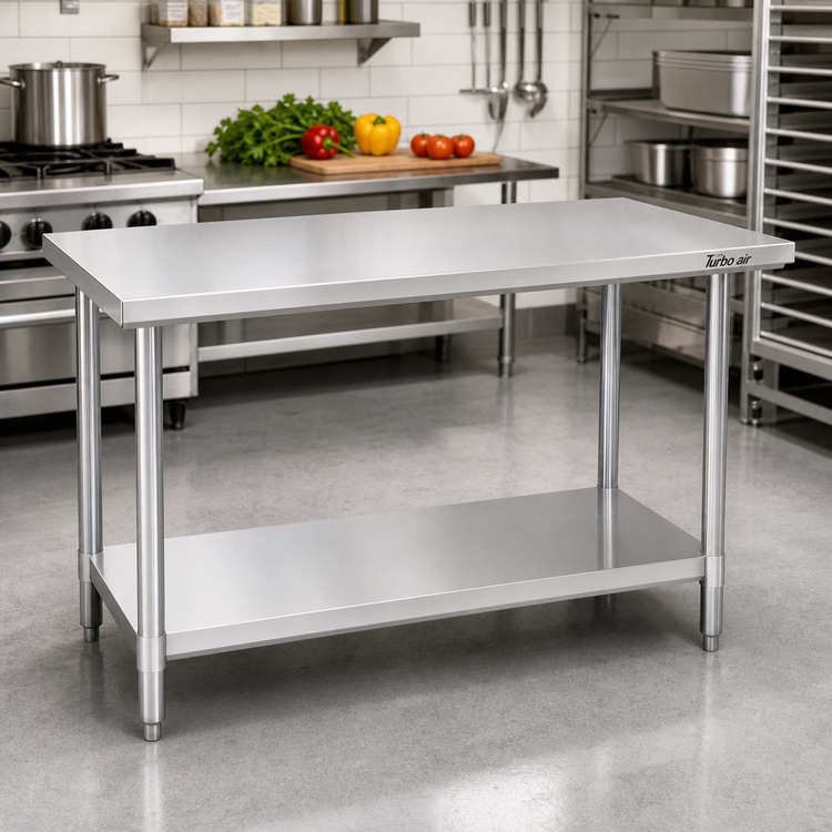 Product image #2 for Turbo Air 48-Inch x 24-Inch Stainless Steel Flat Top Work Table with Undershelf