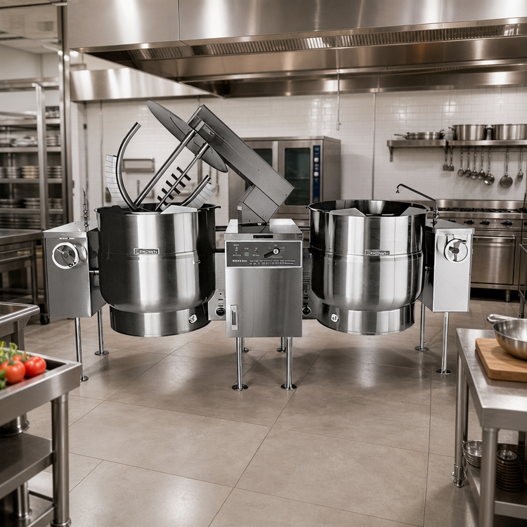 Product image #2 for Crown ELTM-60-2 Twin 60-Gallon Electric Tilting Mixer Kettle
