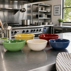 Thumbnail image #3 for Crestware Bay Pointe BP34 15 oz Narrow Rim Vitrified Ceramic Nappy Bowl, Assorted Colors Case of 3