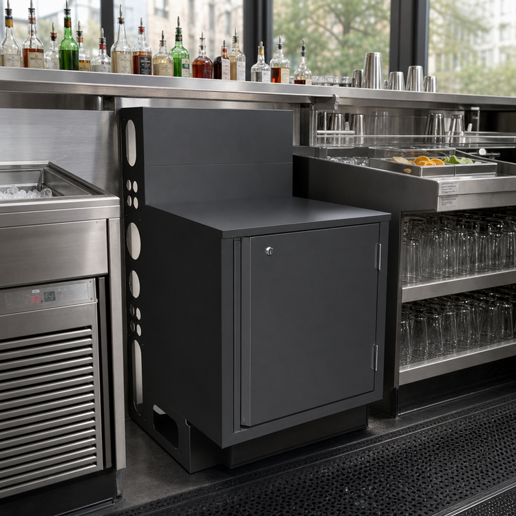 Product image #3 for BK Resources Top Shelf Underbar Cabinet with Flat Top and Locking Hinged Door, 24 x 21 Inches