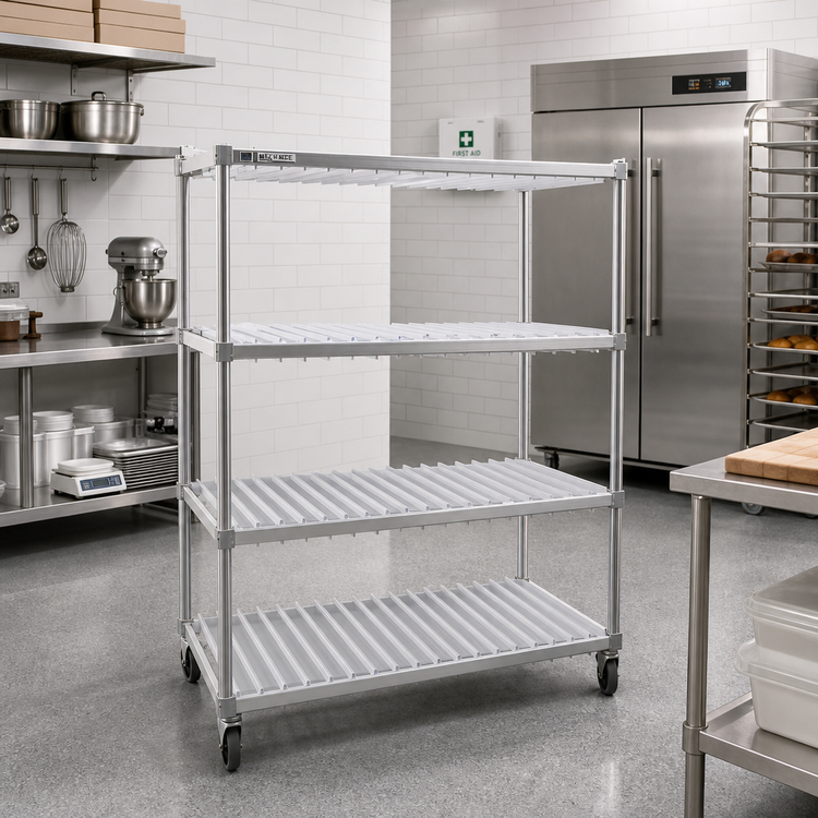 Product image #2 for New Age 3-Tier Mobile Aluminum Tray-Drying Rack, 60-Tray Capacity