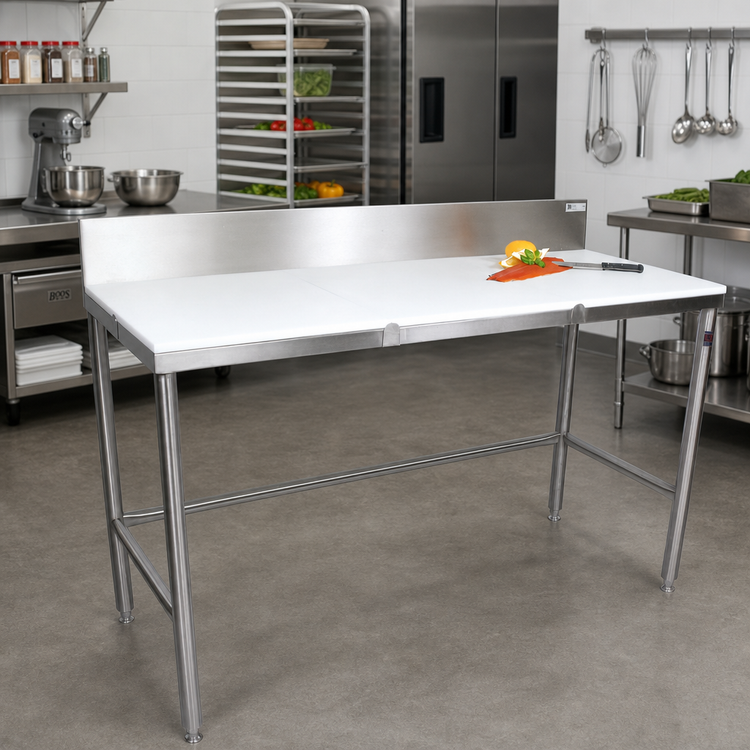 Product image #2 for John Boos 48" x 24" Reversible Poly Top Trimming Table with 6" Removable Backsplash