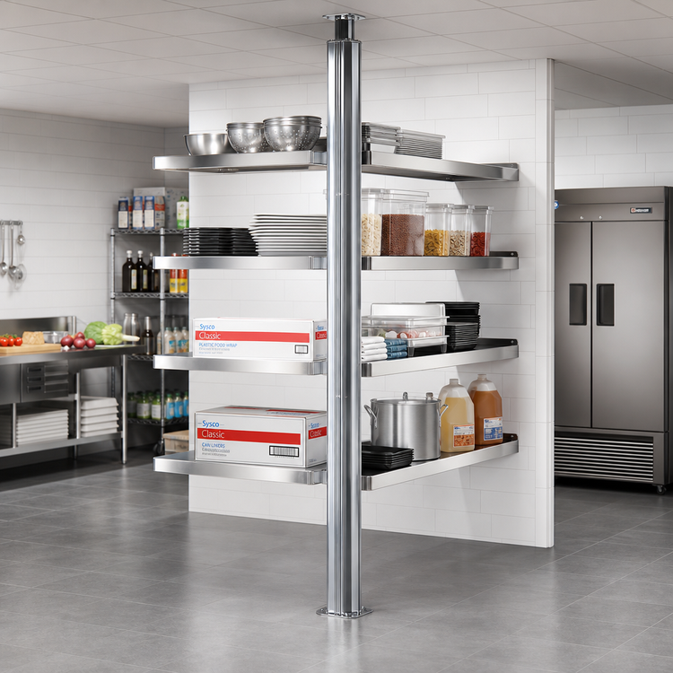 Product image #2 for Eagle Group Back-To-Back Stainless Steel Floor-to-Ceiling Upright for Cantilevered Shelving, 108-Inch