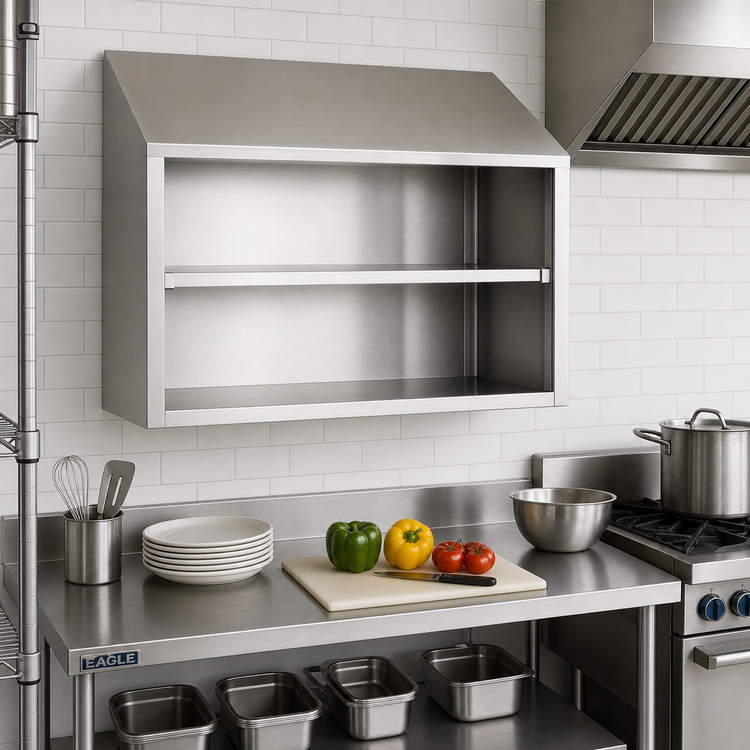 Product image #2 for Eagle Group 24 x 15 x 28 Inch Open Front Wall-Mounted Stainless Steel Wall Cabinet with Fixed Shelf