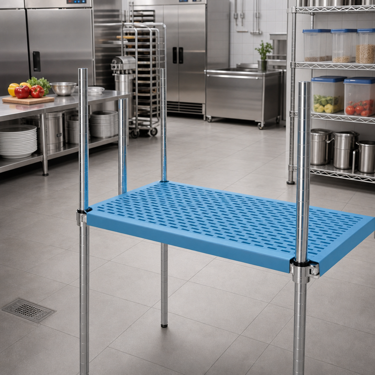 Product image #2 for QuadPlus Solid Blue Polymer Shelf Mat, 72 x 21 Inches