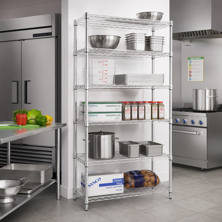 Product image #2 for EAGLEbrite 5-Tier Starter Wire Shelving Unit, 30"W x 21"D x 86"H, Zinc Finish