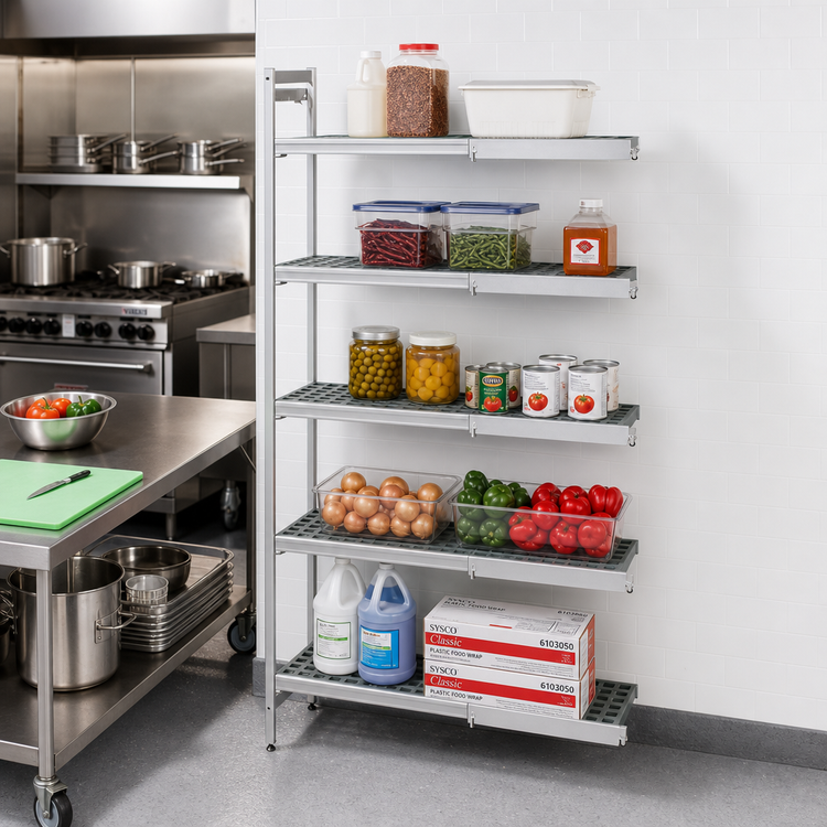 Product image #2 for Fermostock 5-Tier Corner Expansion Polymer Shelving Unit, 83 Inch H x 26 Inch W x 14 Inch D