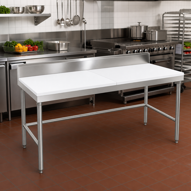 Product image #2 for Advance Tabco Poly-Vance 72 Inch x 30 Inch Poly Top Work Table with 6 Inch Backsplash