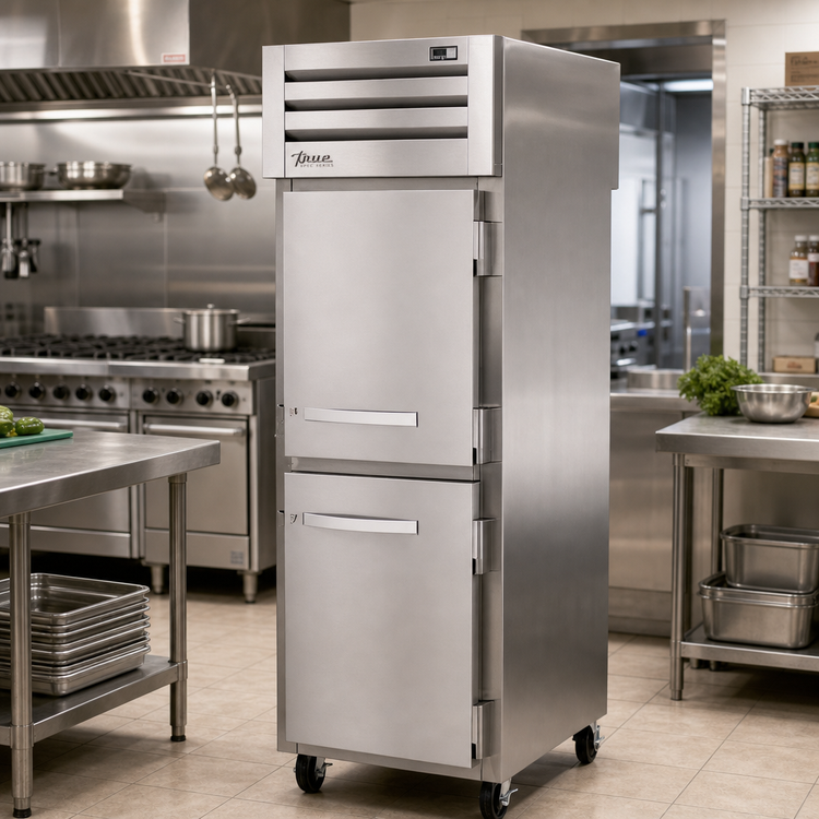 Product image #2 for True SPEC SERIES Pass-Thru One-Section Reach-In Refrigerator with Two Front Half Doors and Rear Solid Door