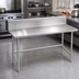 Thumbnail image #2 for Advance Tabco 84-Inch x 30-Inch 304 Stainless Steel Work Table with 10-Inch Backsplash and Galvanized Open Base
