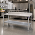 Thumbnail image #2 for John Boos Stallion 120-Inch W x 24-Inch D Stainless Steel Work Table with 5-Inch Backsplash and Galvanized Undershelf