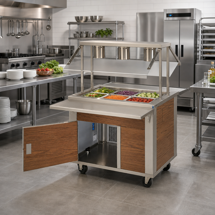 Product image #2 for DineXpress DXP3CM 3-Pan Mobile Refrigerated Cold Food Unit with 5" Deep Wells