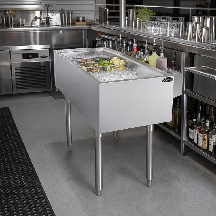Product image #2 for Krowne Royal Series Pass-Thru Underbar Ice Bin/Cocktail Station with 10-Circuit Cold Plate