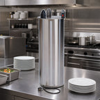 Thumbnail image #2 for Dinex DXPIDPHD0912 Heated Drop-In Shielded Round Plate Dispenser, Stainless Steel, Self-Leveling, Up to 9 1/4-Inch Plates