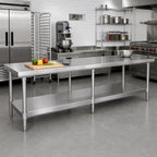 Thumbnail image #2 for John Boos SSK6-24120 120-Inch x 24-Inch 16-Gauge 300 Series Stainless Steel Optional Undershelf for Commercial Work Tables