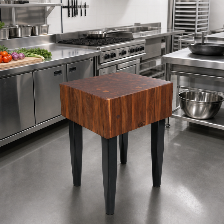 Product image #3 for Pro Chef 18 x 18 x 34 Inch End Grain American Black Walnut Butcher Block Work Table