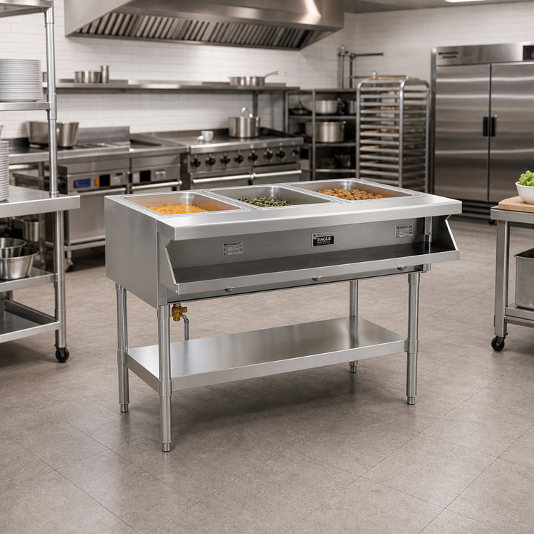 Product image #2 for Eagle Group 3-Well Sealed Well Electric Hot Food Table with Open Base, 48-Inch, 240V