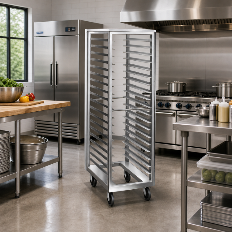 Product image #2 for Dinex Roll-In Open Frame Aluminum Refrigerator Rack for 11 Full-Size Sheet Pans