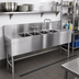 Thumbnail image #2 for Spec-Bar Four-Compartment Underbar Sink Unit with Left and Right Drainboards, 72 Inch x 19 Inch