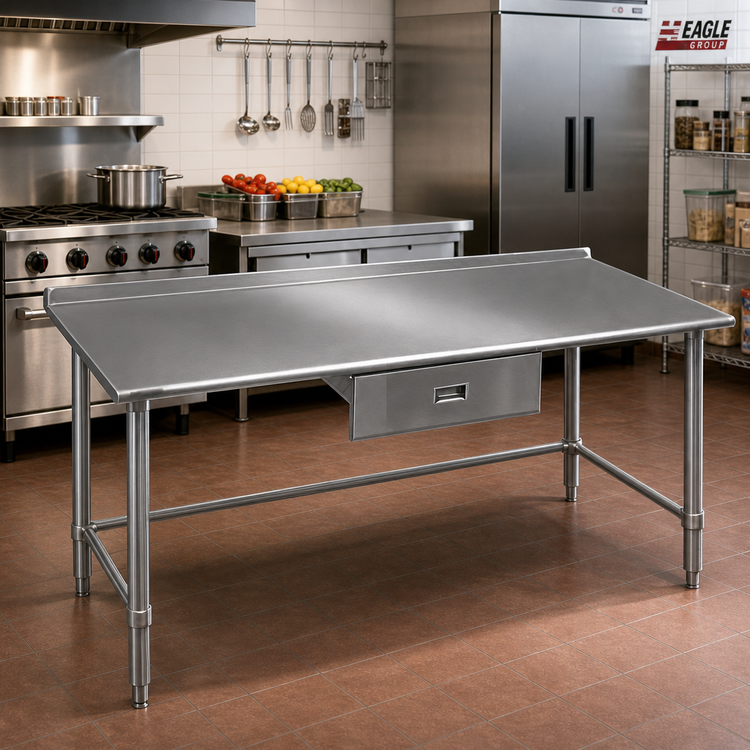 Product image #2 for Eagle Group Budget Series 72 x 30-Inch 430 Stainless Steel Work Table with 1-1/2-Inch Rear Up-Turn