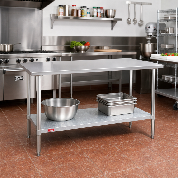 Product image #2 for Duke Manufacturing Stainless Steel Work Table with Galvanized Undershelf, 48 x 24 x 36 Inches