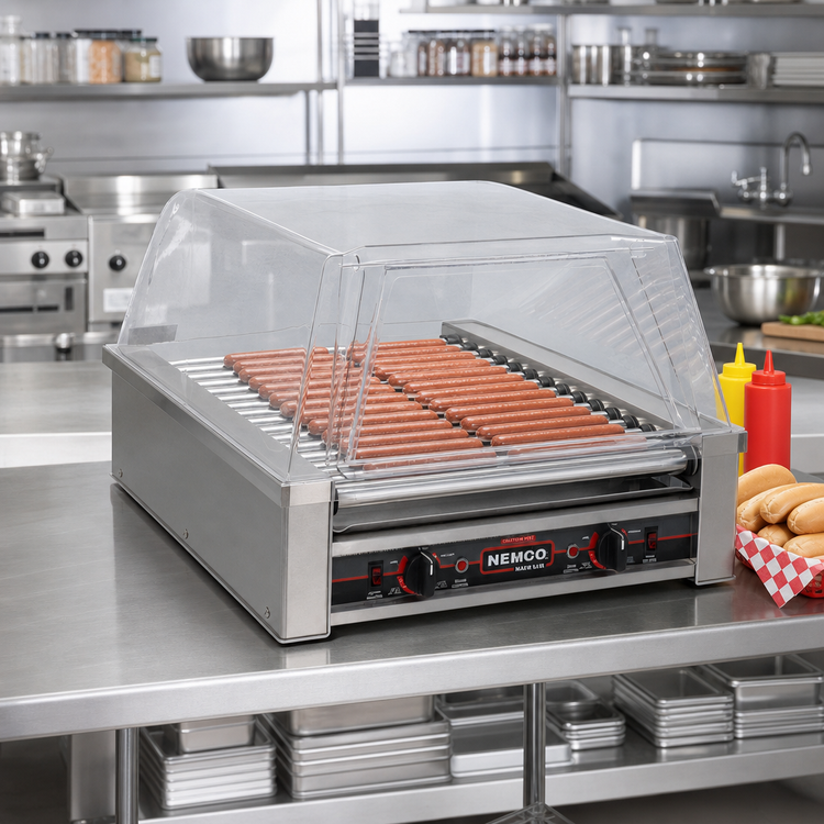 Product image #2 for Roll-A-Grill 8045N Narrow Roller Hot Dog Grill with 16 Chrome Rollers, 45 Capacity, 120V