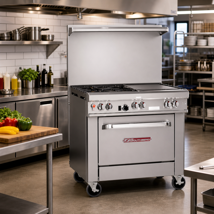 Product image #2 for Southbend Ultimate 36-Inch Gas Restaurant Range with 4 Open Burners, 12-Inch Griddle, and Convection Oven