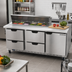 Thumbnail image #3 for Beverage-Air 72-Inch Three-Section Sandwich Prep Table Refrigerator with 12-Pan Top, 4 Drawers, and 1 Door