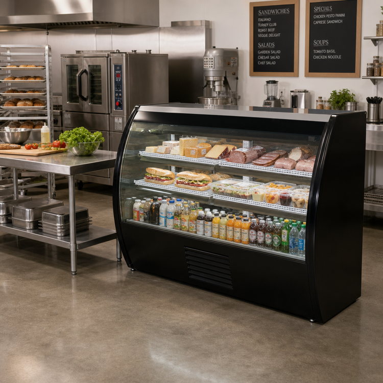Product image #2 for Fogel Mirage Series Full Service Curved Glass Refrigerated Deli Service Case, 48-1/2 Inch