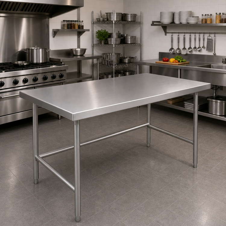 Product image #2 for Advance Tabco 60" x 48" Open Base Work Table with 14-Gauge 304 Stainless Steel Top