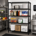 Thumbnail image #2 for Quantum 4-Shelf Stationary Wire Shelving Starter Kit, 54 Inch W x 24 Inch D x 86 Inch H, Black Epoxy Antimicrobial Finish