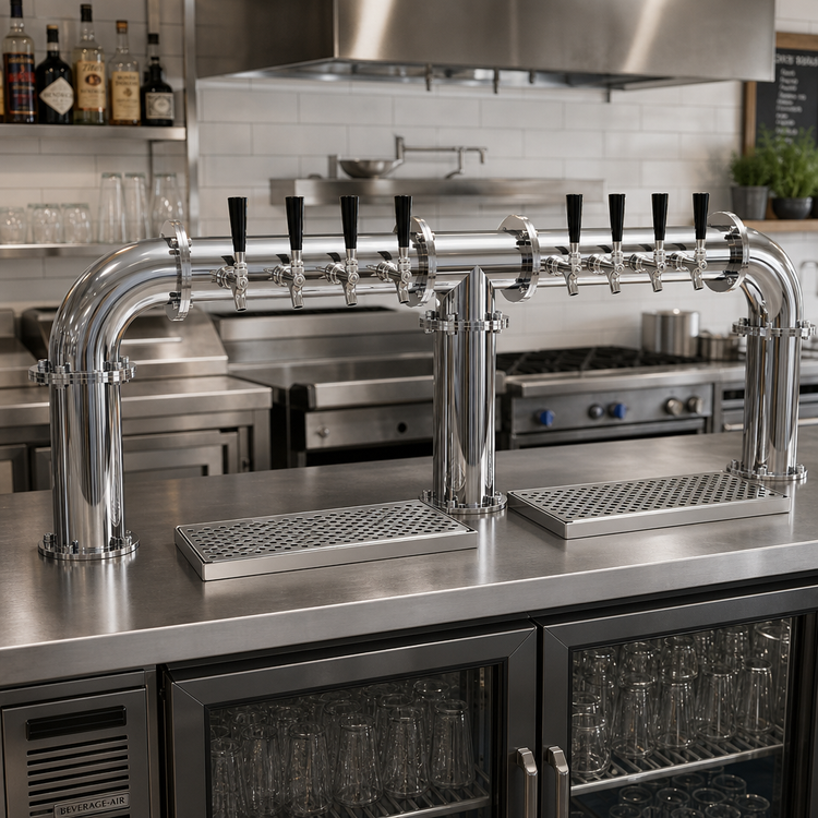 Product image #2 for Glastender Pipe Bridge Countertop Draft Dispensing Tower with 10 Faucets, Air-Cooled