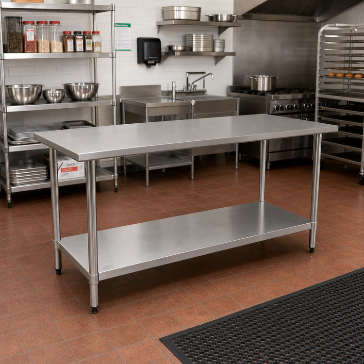 Product image #2 for Eagle Group BlendPort® Budget Series Flat Top Stainless Steel Work Table with Adjustable Undershelf, 84 x 30 Inches