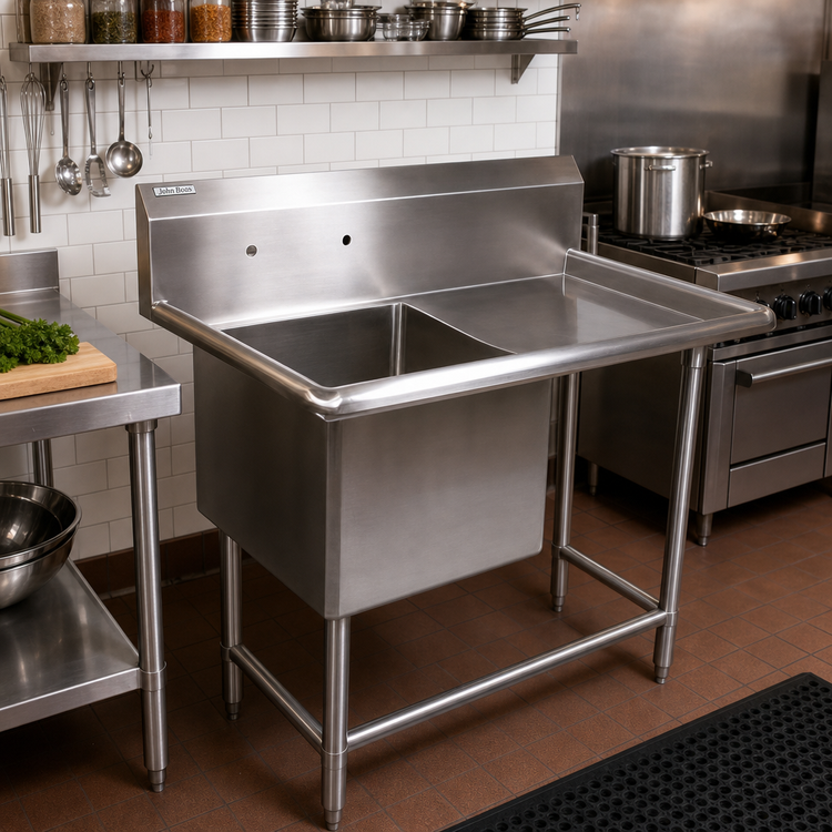 Product image #2 for John Boos Pro-Bowl Freestanding 1-Compartment Stainless Steel Sink with Right Drainboard
