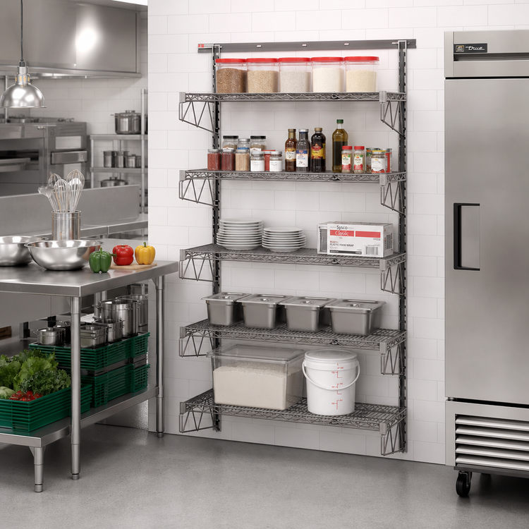 Product image #2 for Metro SmartWall Tall 5-Shelf Wall-Mounted Wire Shelving Starter Kit
