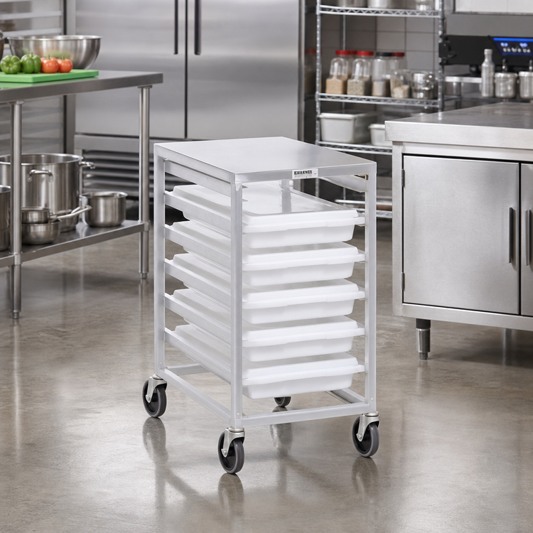 Product image #2 for Channel Manufacturing Aluminum 6-Level Poly Box Rack Cart with 5-Inch Swivel Casters, 20.5 x 26 x 38 Inches