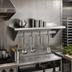 Thumbnail image #2 for Steel Works Stainless 60-Inch Wall Shelf with Pot Rack, 304 Stainless Steel, 5 Hooks