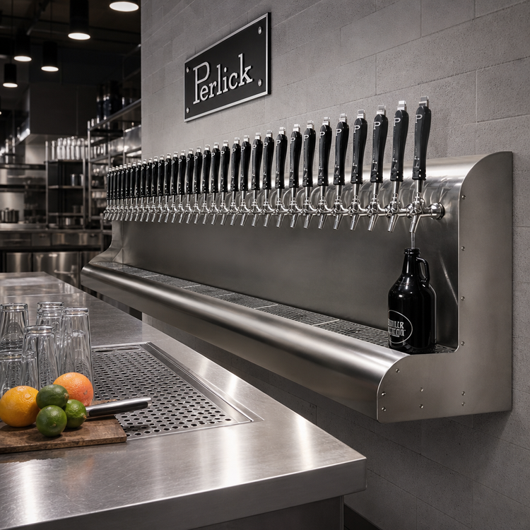 Product image #2 for Perlick 24-Faucet 72-Inch Back-Exit Modular Wall-Mount Glycol-Cooled Draft Beer Dispensing Tower