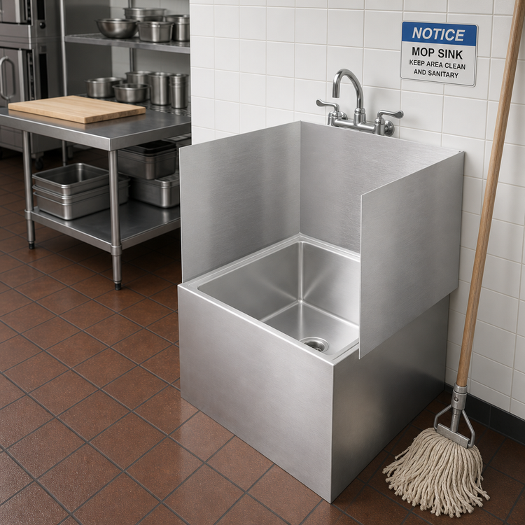 Product image #2 for John Boos Rear, Left & Right Mop Sink Wainscoting Wall Guard for 20 x 16 Bowl, 24-7/8 x 19-1/4 x 27 Inches