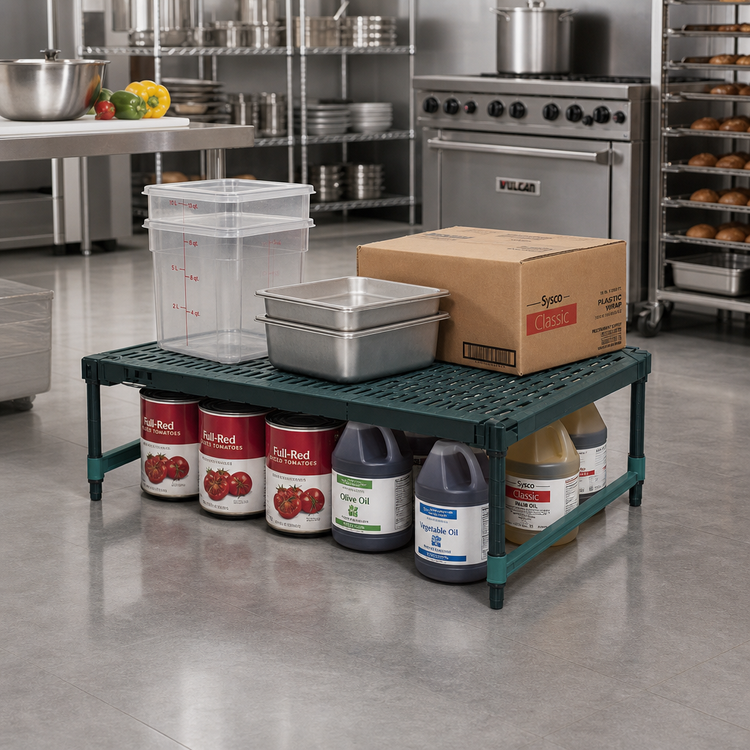 Product image #2 for QuadPlus Mobile Dunnage Rack with 3-Sided Frame, 60 x 18 x 14 Inches, 800 lb. Capacity
