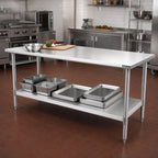 Thumbnail image #2 for Eagle Group Spec-Master T24108SE 108 x 24-Inch 14-Gauge 300 Series Stainless Steel Work Table with Adjustable Undershelf