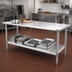 Thumbnail image #2 for Eagle Group Spec-Master Flat-Top 300 Series Stainless Steel Work Table with Adjustable Undershelf, 108 x 24 Inches