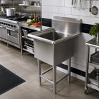 Thumbnail image #2 for John Boos Pro-Bowl 41PB204 1-Compartment Stainless Steel Floor-Model Sink, 14-Gauge, 20 x 20 x 14-Inch Bowl, 10-Inch Backsplash