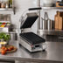 Thumbnail image #2 for Pro-Max 2.0 7.5-Inch x 14.2-Inch Grooved Cast Iron Countertop Panini Press Sandwich Grill, 230V