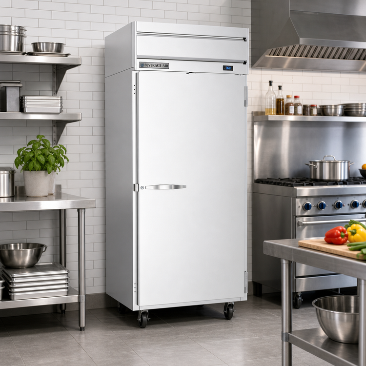 Product image #2 for Beverage-Air Horizon Series HR1WHC-1S 1-Section Top-Mount Reach-In Refrigerator with Right-Hand Solid Door, 30.76 Cu. Ft.