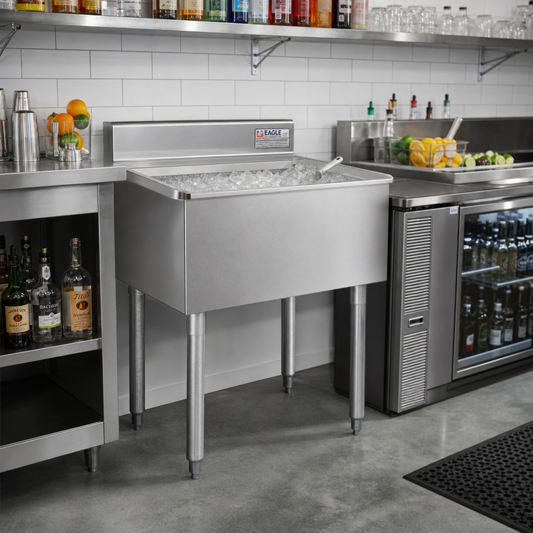Product image #2 for Eagle 2200 Series Underbar Ice Bin/Cocktail Unit with 7-Circuit Cold Plate, 24 x 24 Inch, 63 lb Capacity