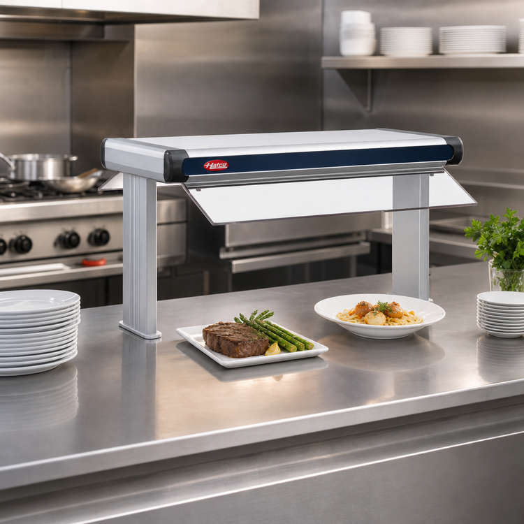 Product image #2 for Hatco Glo-Ray Designer Dual Unlighted Infrared Strip Heater, 21.5-Inch Wide, 3-Inch Spacer, 14-Inch Stands, Aluminum, 500 Watts