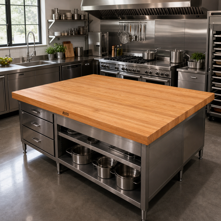 Product image #2 for John Boos Appalachian Red Oak Full-Length Edge Grain Island Countertop, 72 x 48 x 1-3/4 Inch, Penetrating Oil Finish