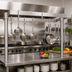 Thumbnail image #2 for BK Resources 48-Inch Adjustable Table-Mount Stainless Steel Pot Rack with 16 Double-Prong Hooks